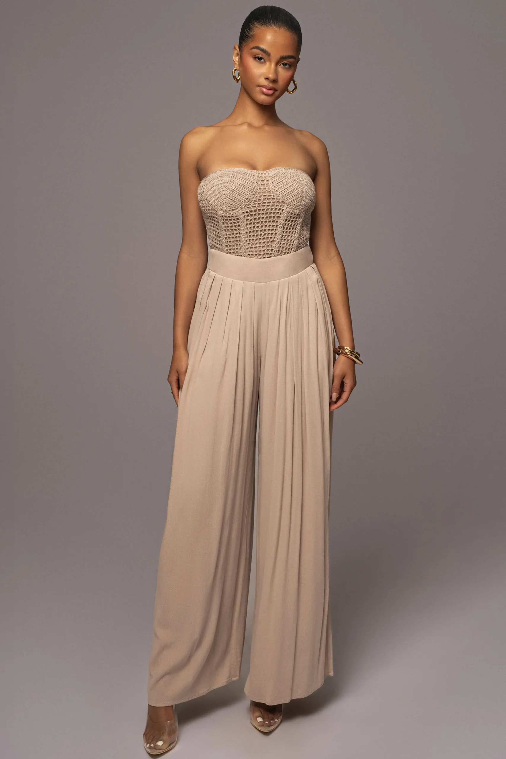 Beige After Sunset Pleated Pants