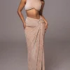 Beige Chosen One Velvet Skirt Set