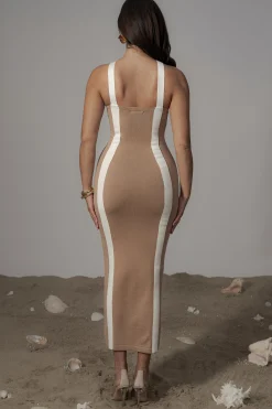 Beige Fabiola Contrast Maxi Dress