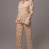 Beige Home For The Holidays Adult Pajama Set