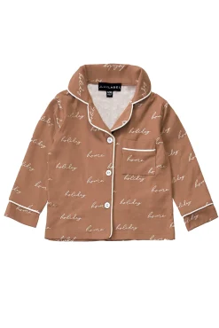 Beige Home For The Holidays Kids Pajama Set