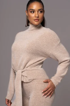 Beige Ivy Sweater Knit Pant Set