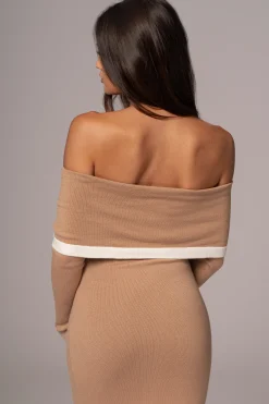 Beige Janet Off Shoulder Maxi Dress