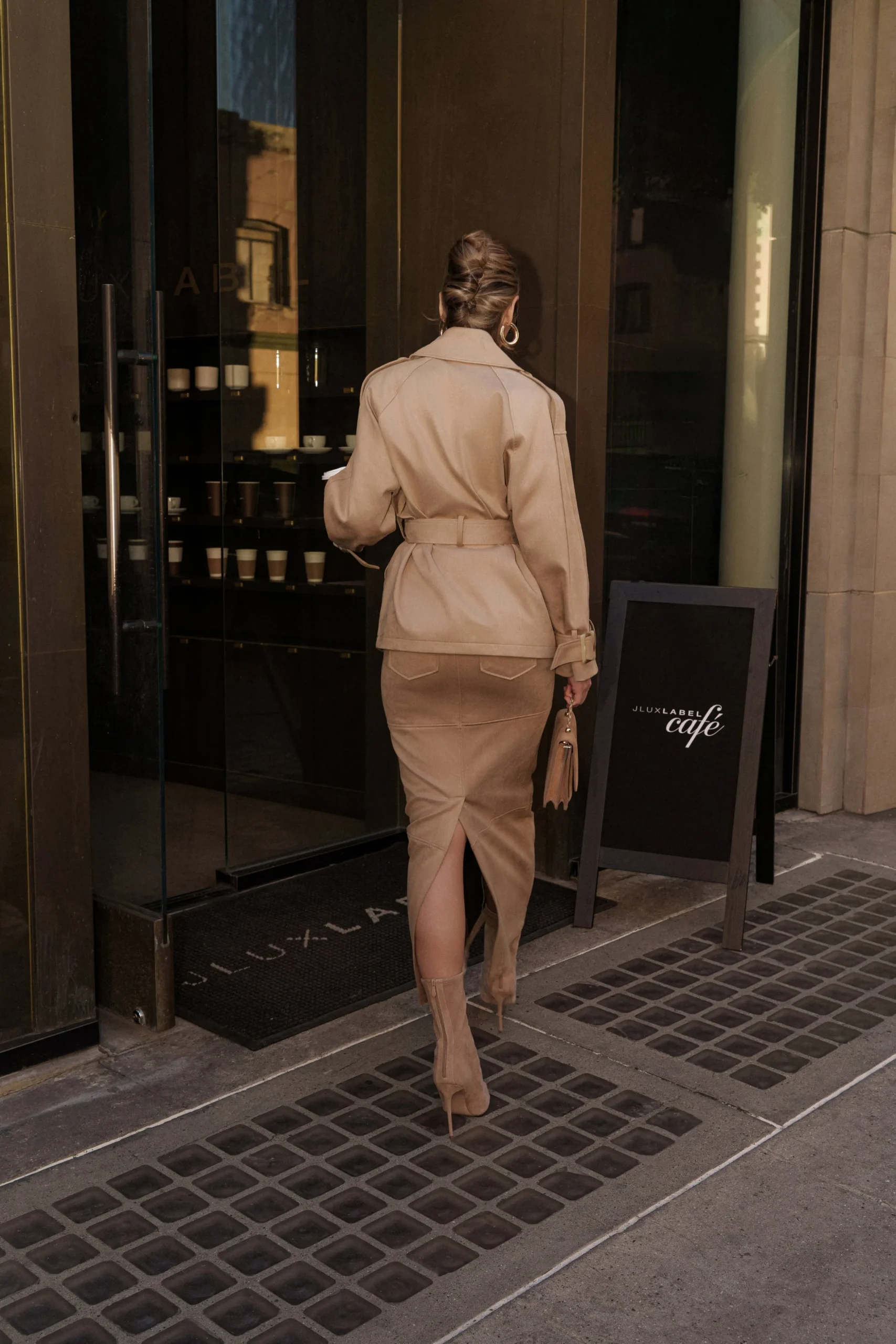 Beige Joy Suede Maxi Skirt