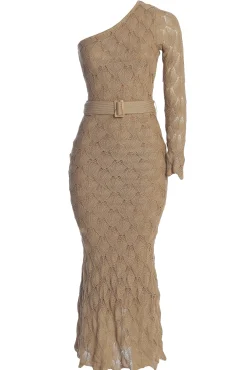 Beige La Costa One Shoulder Dress