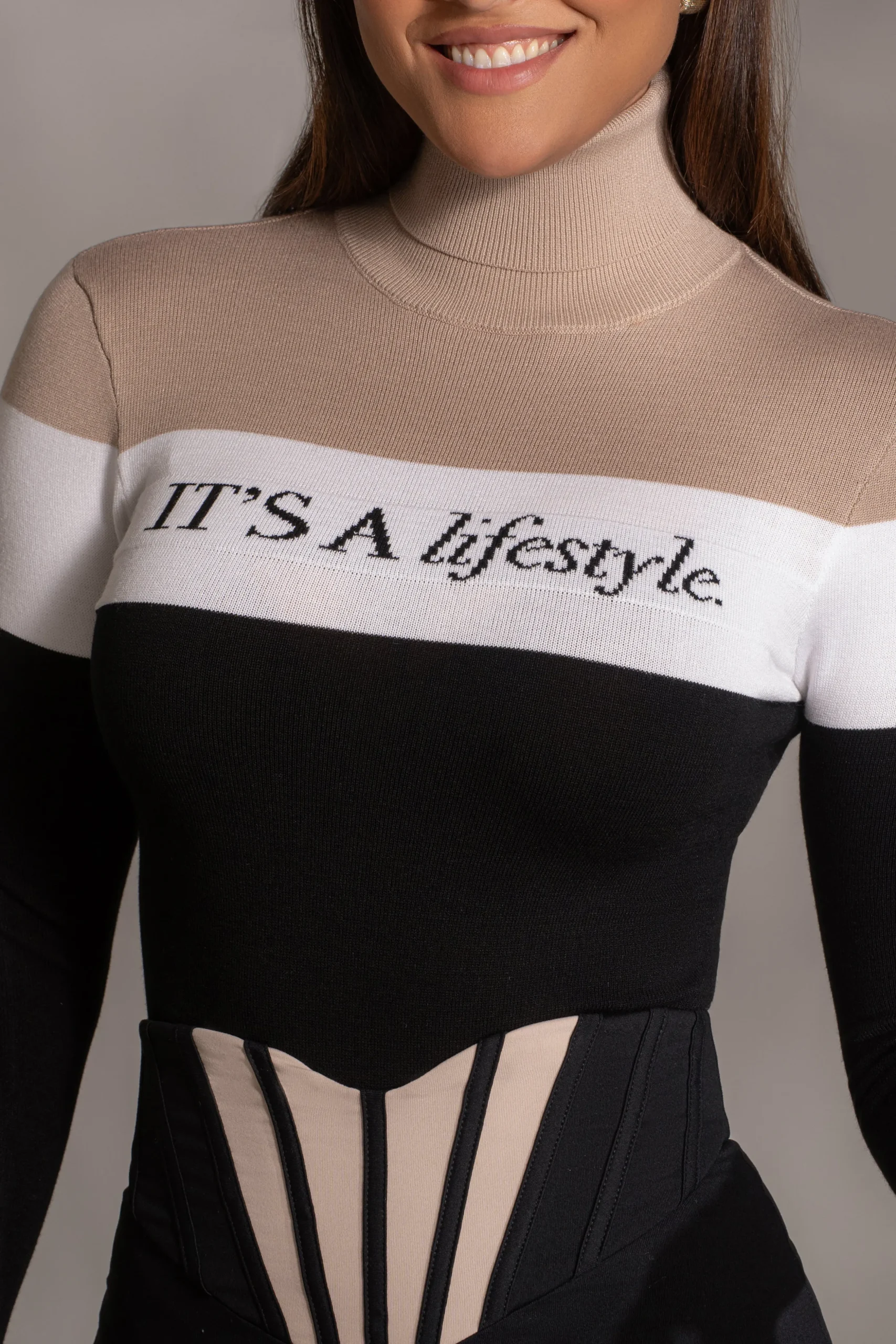 Beige Lifestyle Knit Bodysuit