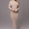 Beige Maddux Asymmetrical Maxi Dress