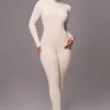 Beige Minna Mock Neck Jumpsuit