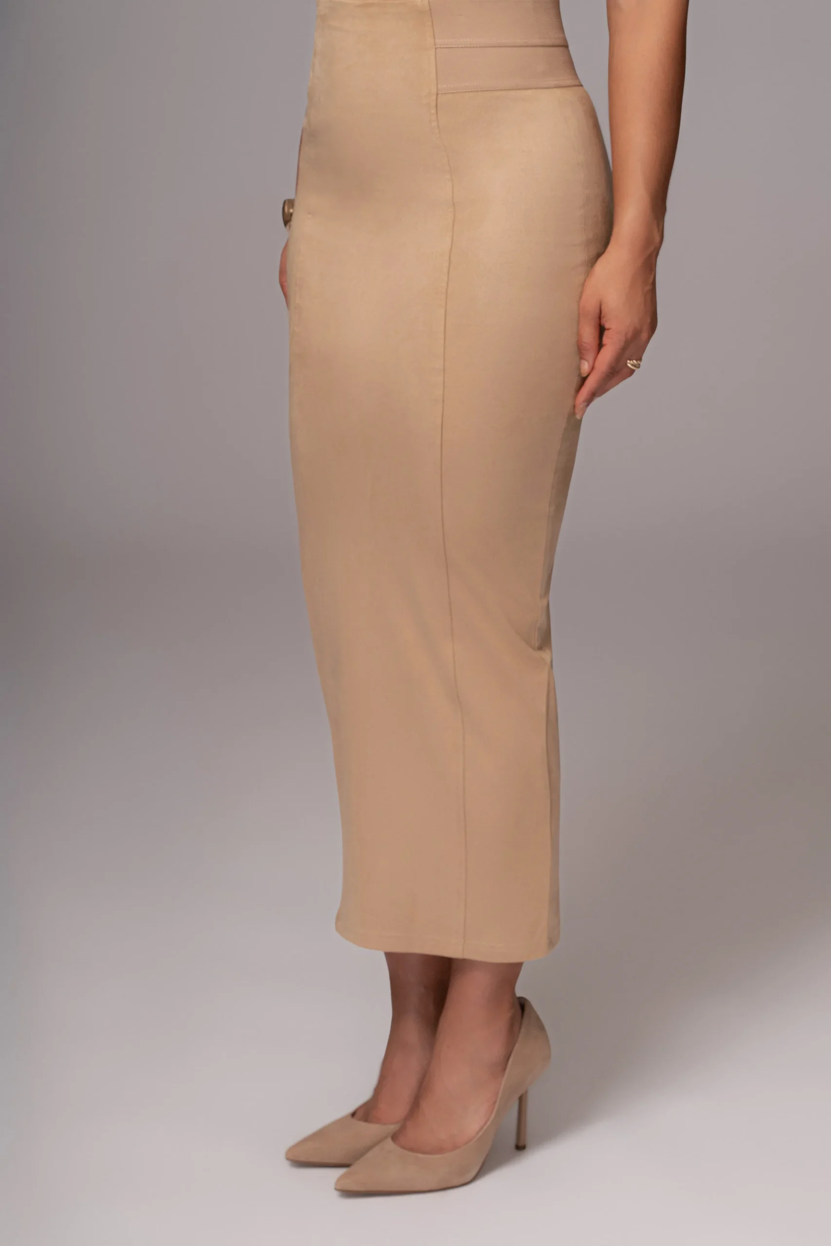 Beige Phoenix Suede Skirt