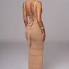 Beige Sandy Shores Knit Midi Dress