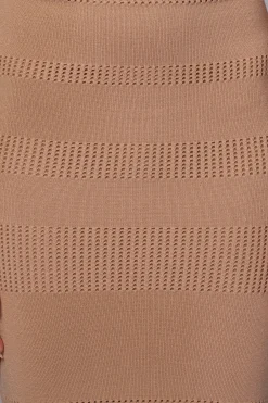 Beige Sandy Shores Knit Midi Dress
