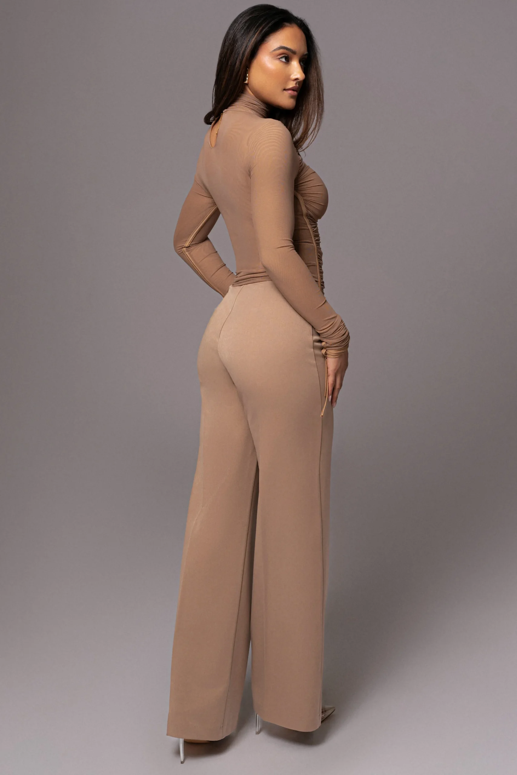 Beige Santiana Turtleneck Top