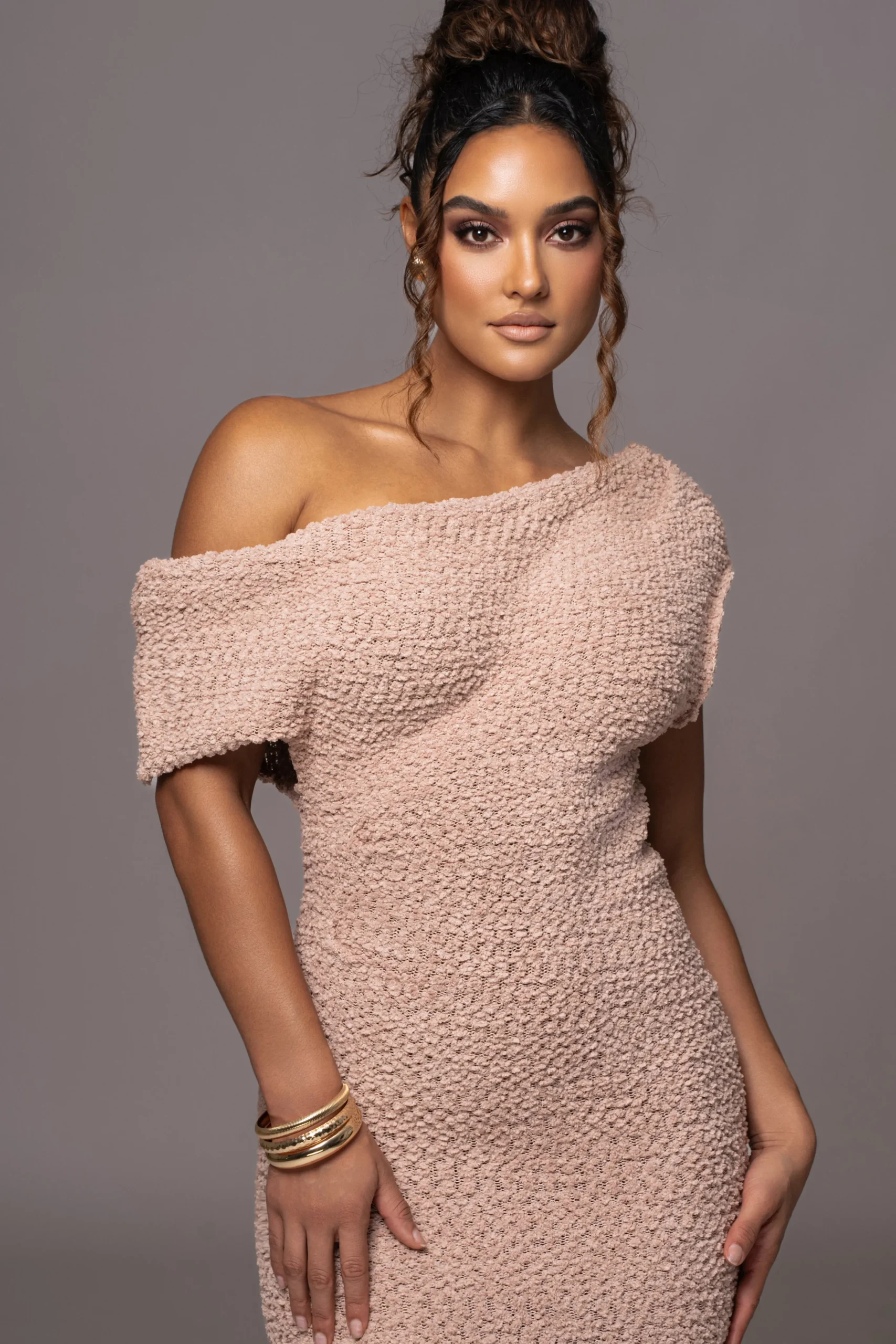 Beige Shayna Knit Maxi Dress