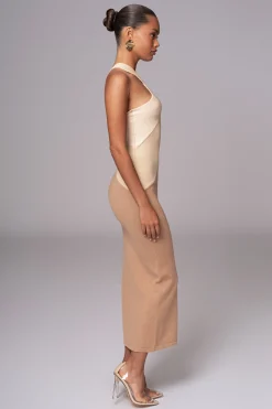 Beige Steph Halter Maxi Dress