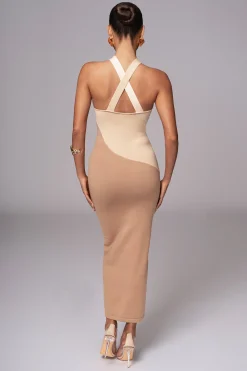 Beige Steph Halter Maxi Dress