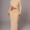 Beige Summer Romance Cutout Dress