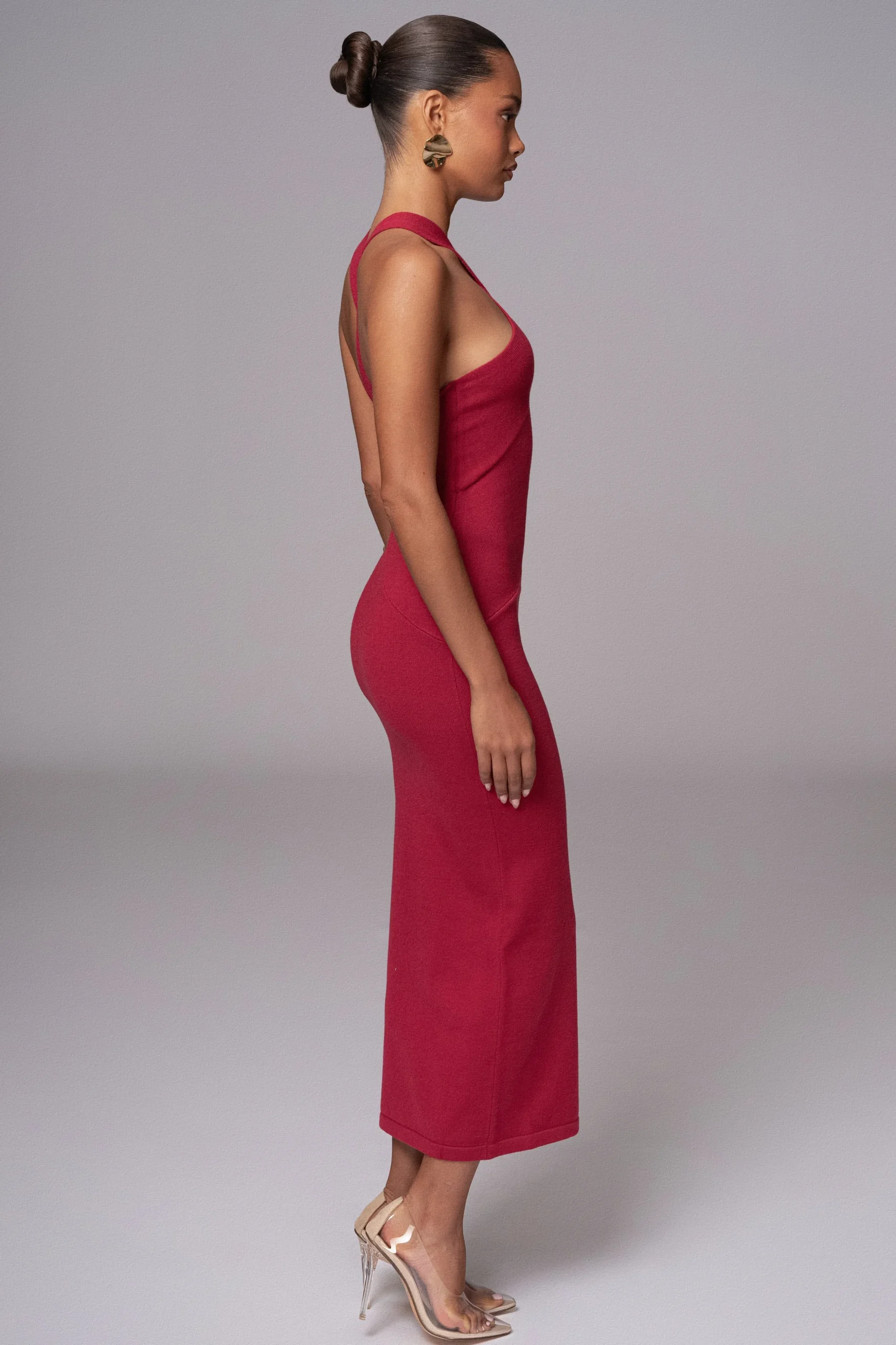 Berry Steph Halter Maxi Dress