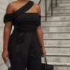 Black Above All Drape Bodysuit