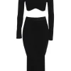 Black Anise Ribbed Skirt Set