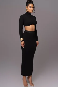 Black Anise Ribbed Skirt Set