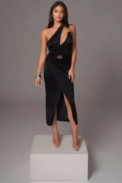 Black Anniversary Belted Wrap Dress