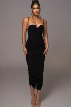Black Arcadia Mesh Midi Dress