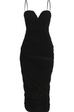 Black Arcadia Mesh Midi Dress