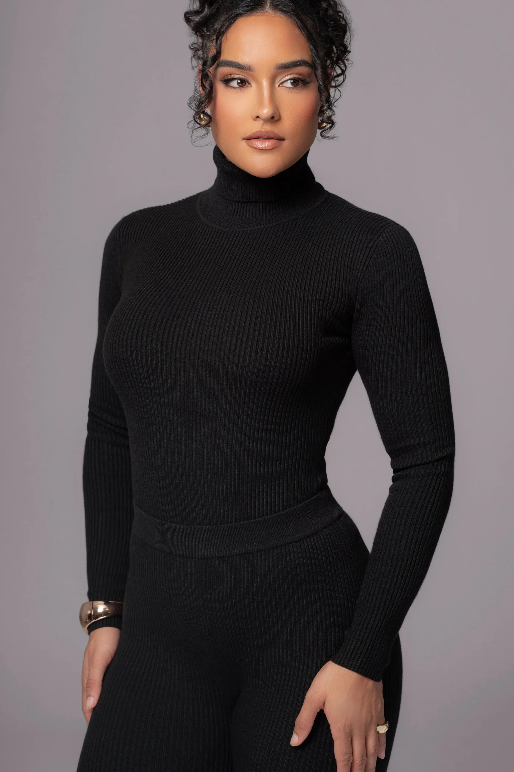 Black Arlett Turtleneck Bodysuit