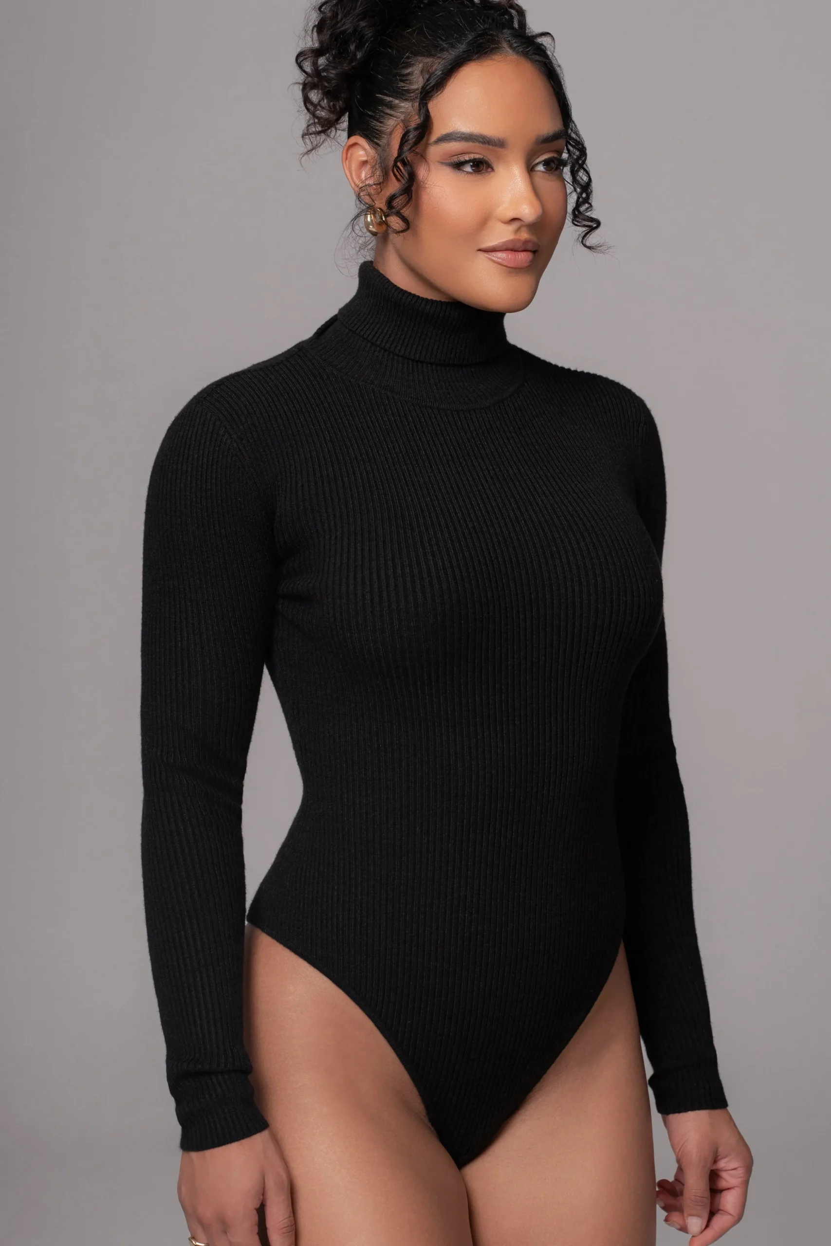 Black Arlett Turtleneck Bodysuit