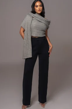 Black Back In Business Knit Trousers