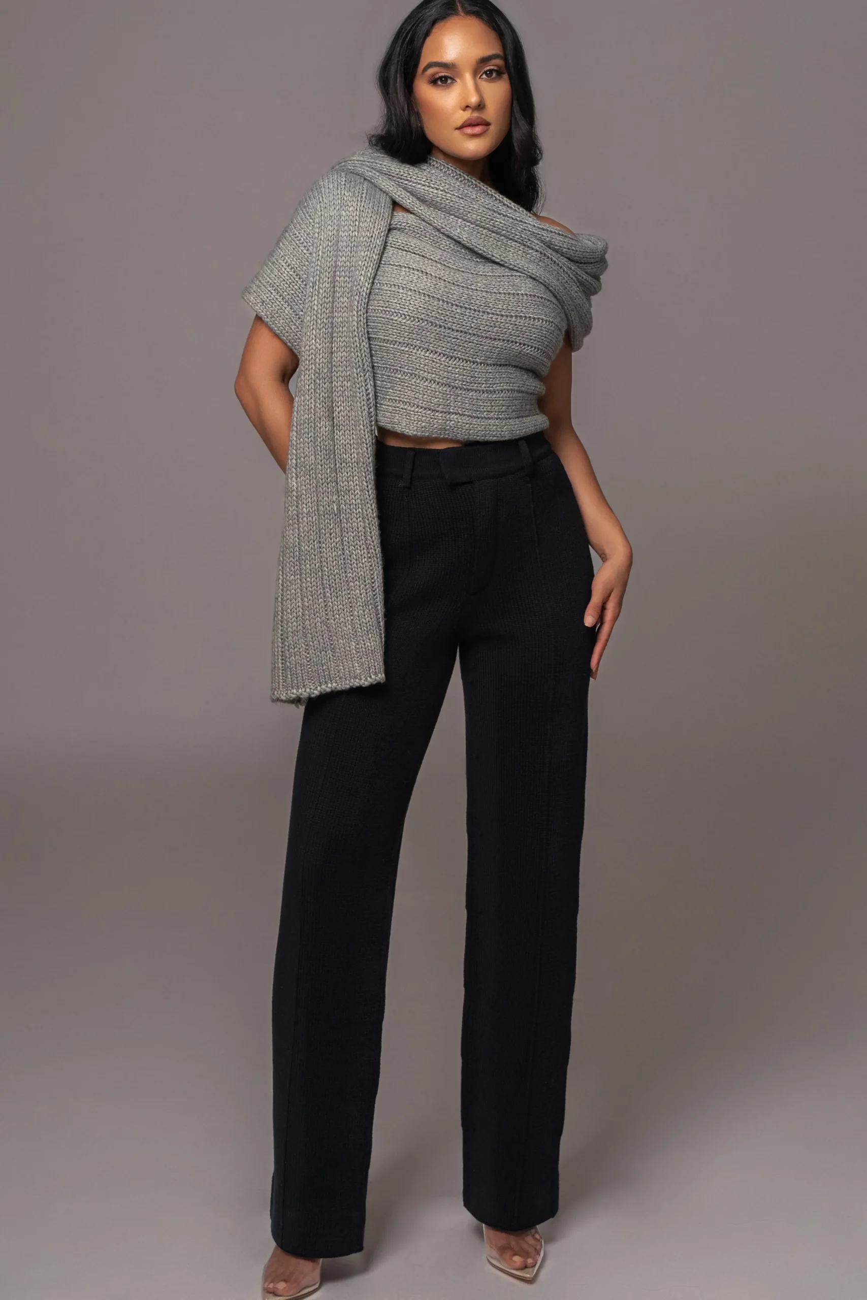 Black Back In Business Knit Trousers