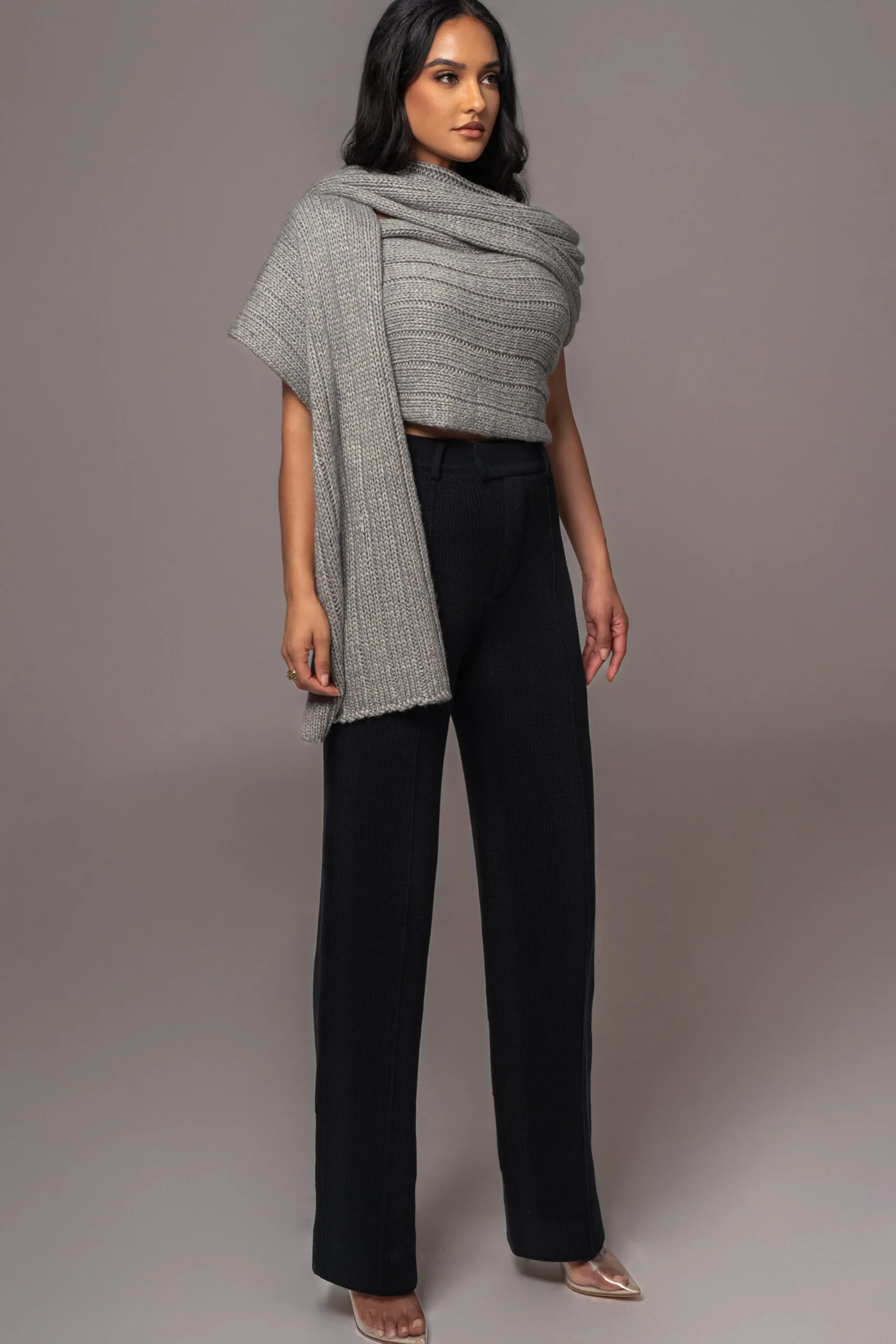 Black Back In Business Knit Trousers