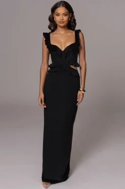 Black Brighter Days Linen Maxi Dress