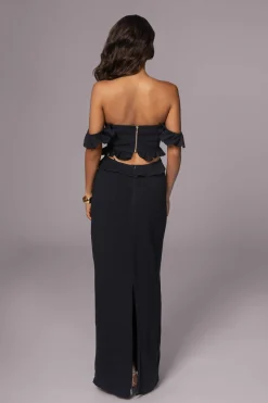 Black Brighter Days Linen Maxi Dress