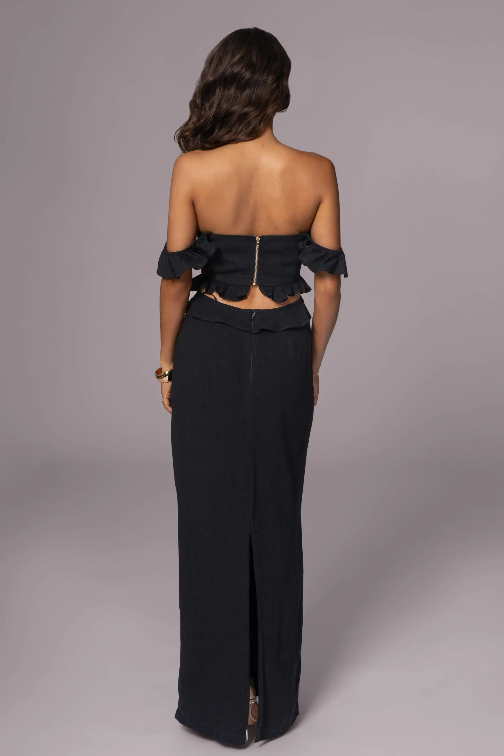 Black Brighter Days Linen Maxi Dress