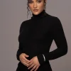 Black Carli Turtle Neck Top