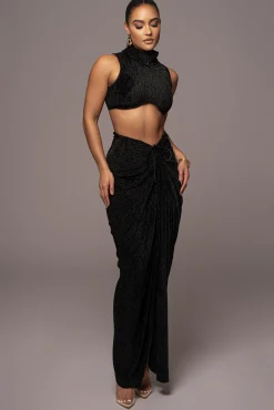 Black Chosen One Velvet Skirt Set