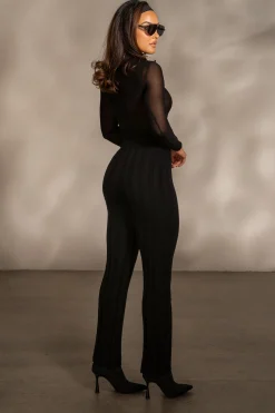 Black Darcey Ribbed Pants