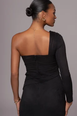 Black Dayanna Suede Midi Dress