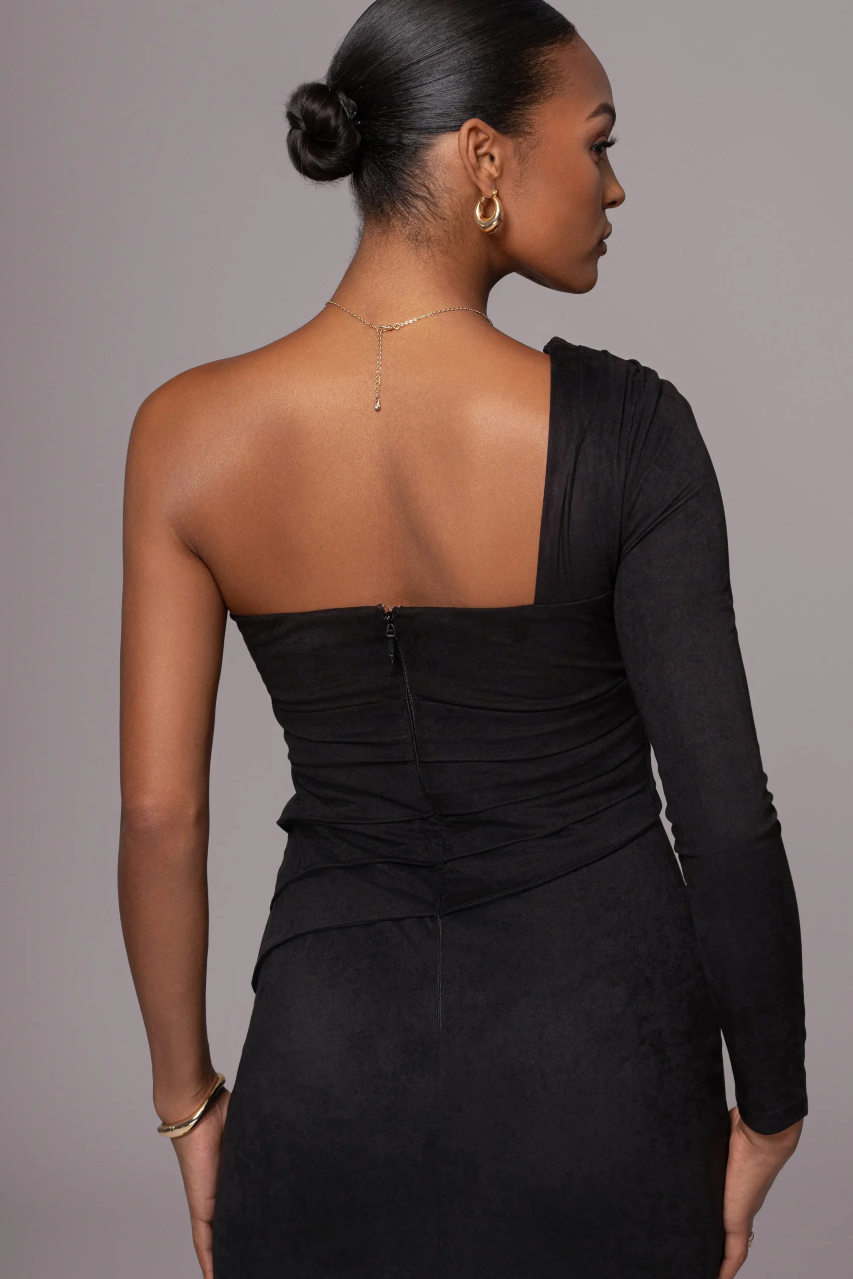 Black Dayanna Suede Midi Dress