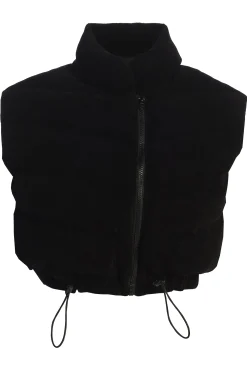 Black Delma Ribbed Puffer Vest