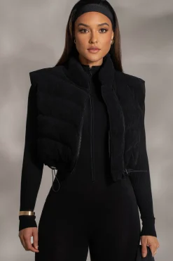 Black Delma Ribbed Puffer Vest