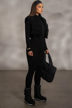 Black Delma Ribbed Puffer Vest