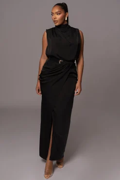 Black Desiree Mock Neck Top