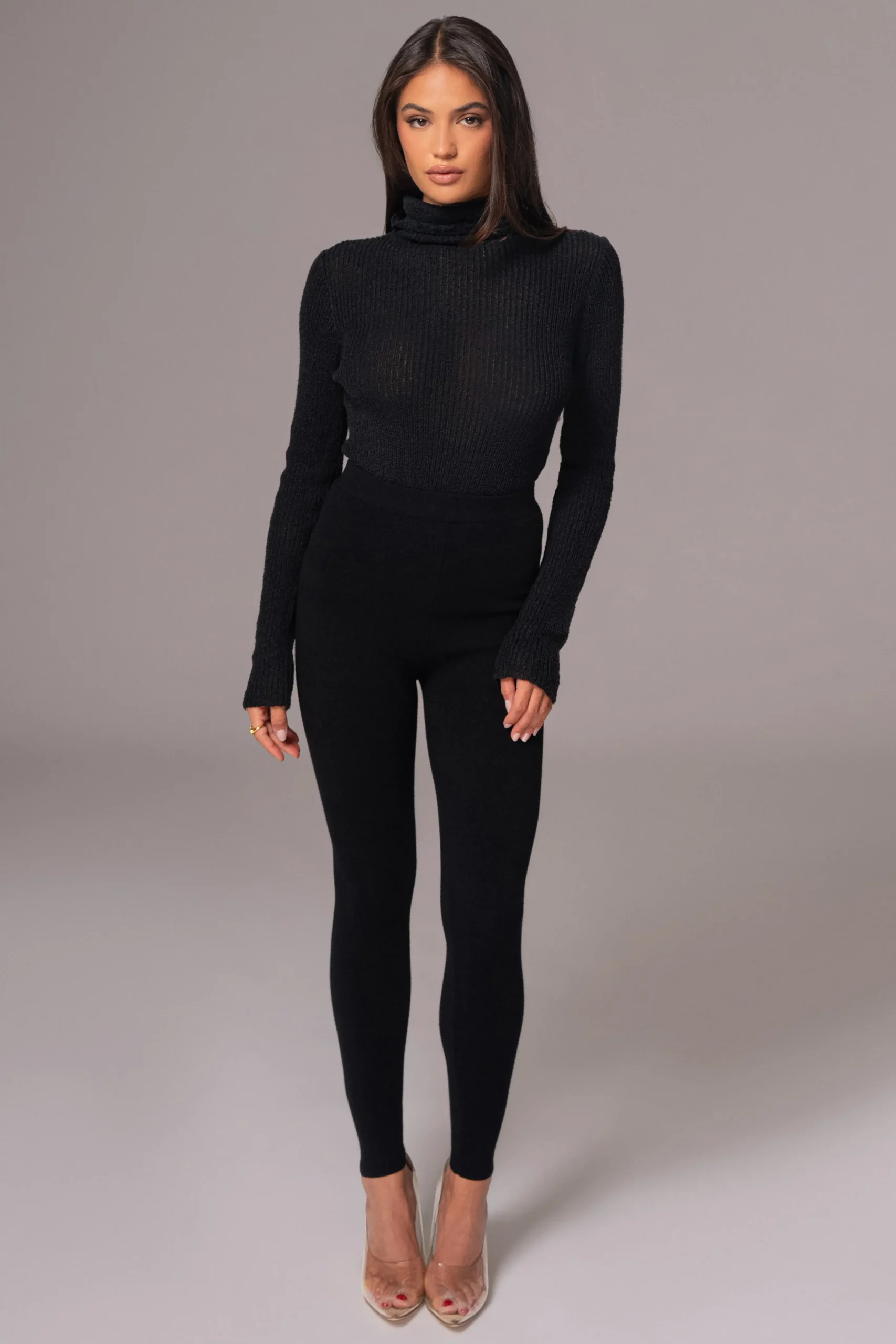 Black Effortless Knit Leggings