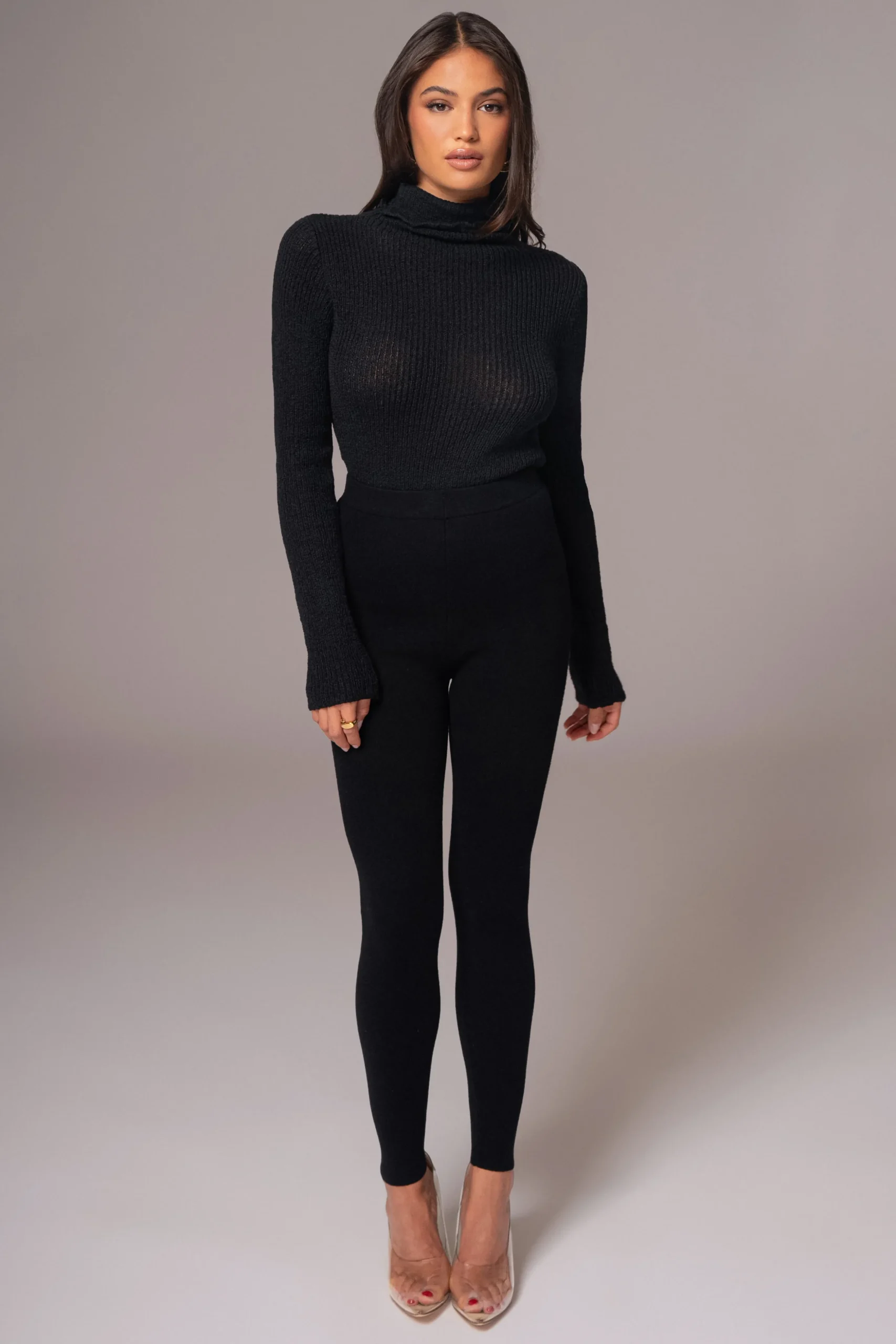 Black Effortless Knit Leggings