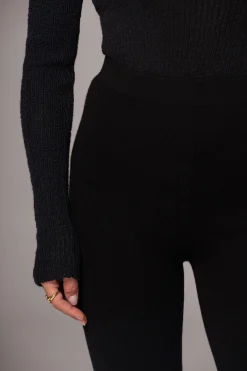 Black Effortless Knit Leggings