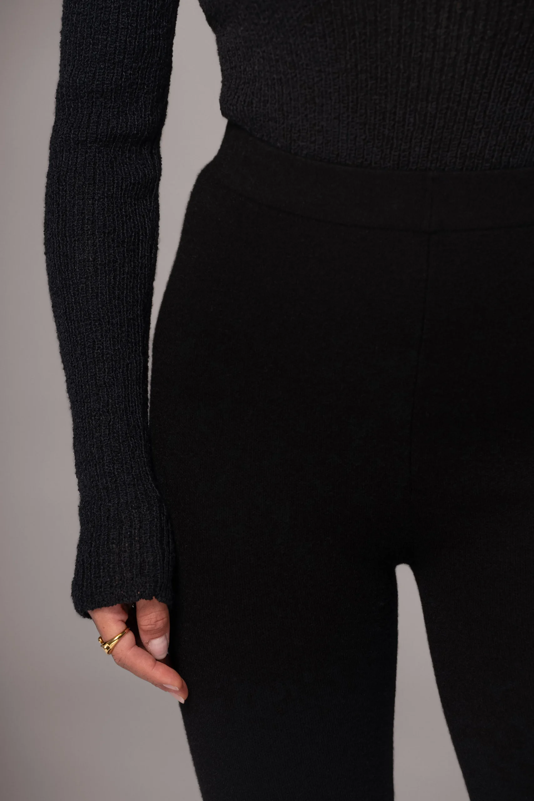 Black Effortless Knit Leggings