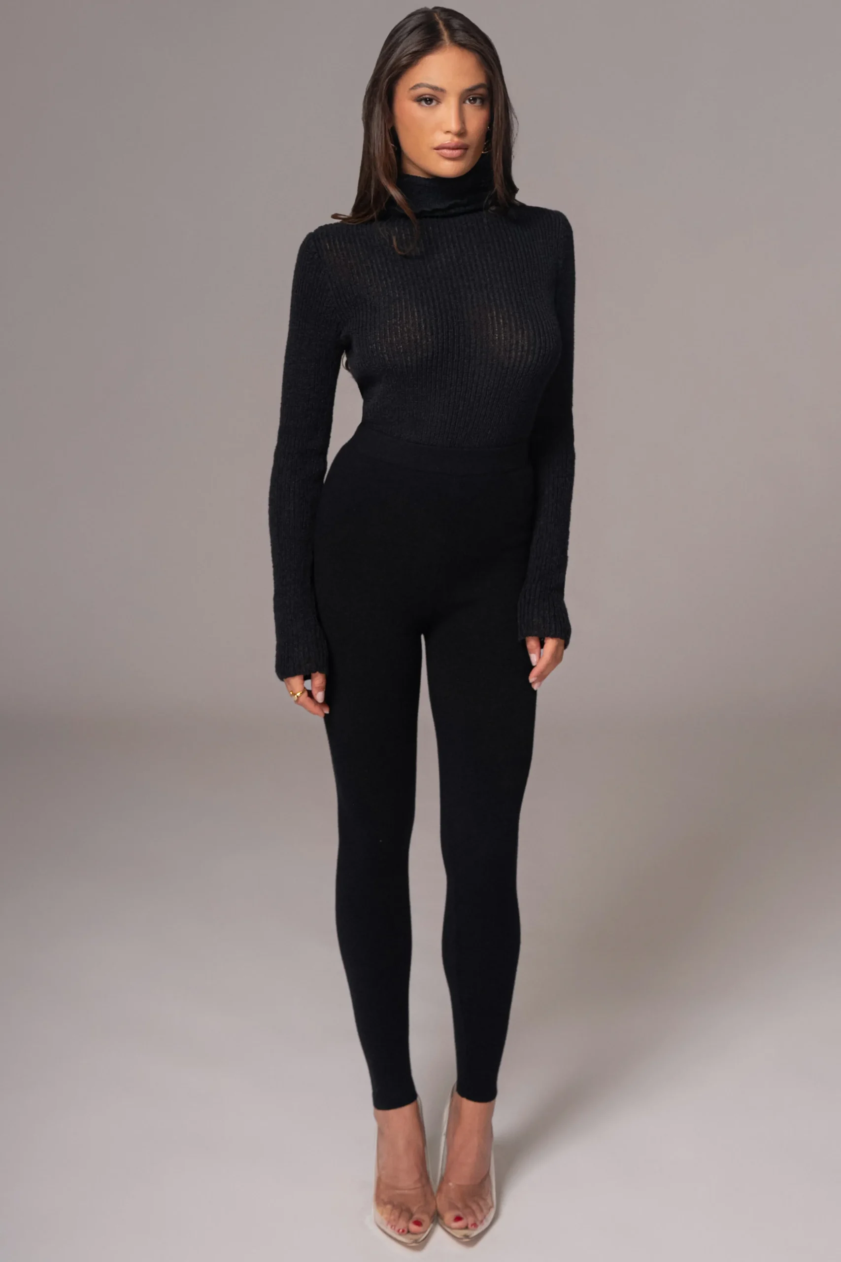 Black Effortless Knit Leggings