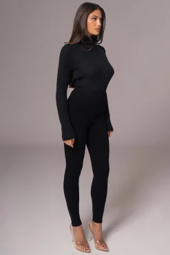 Black Effortless Knit Leggings
